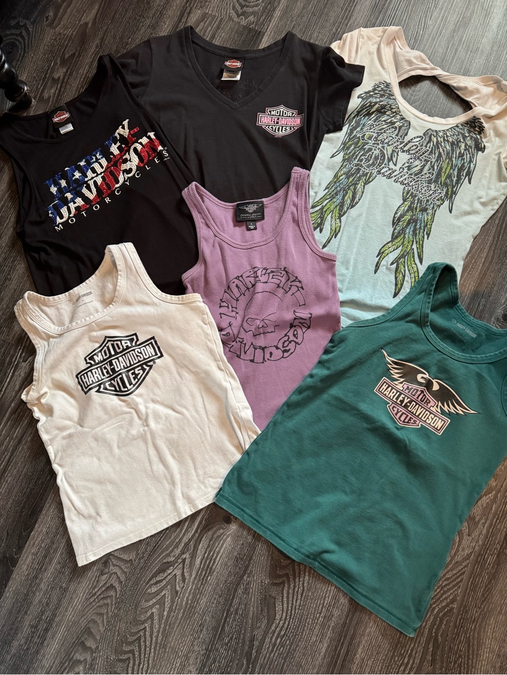 Harley-Davidson Womens Tank Top Lot - Black, White, Purple, Teal, Mint, Cream